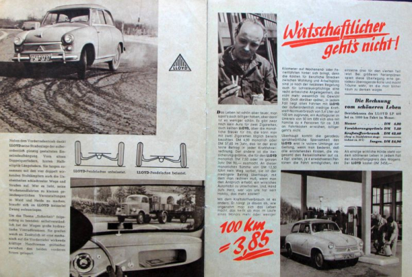 Lloyd Modelprogram 1955 "Vom schoeneren Leben" Carbrochure (7472)
